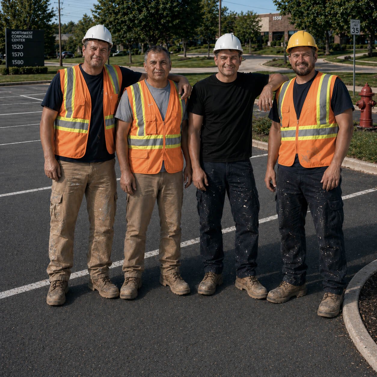 US Marking commercial pavement and striping crew